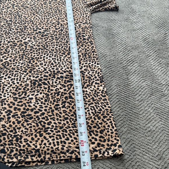 Enza Costa || Leopard-Print Stretch Jersey Turtleneck Mini Dress Tan XS - Picture 6 of 8